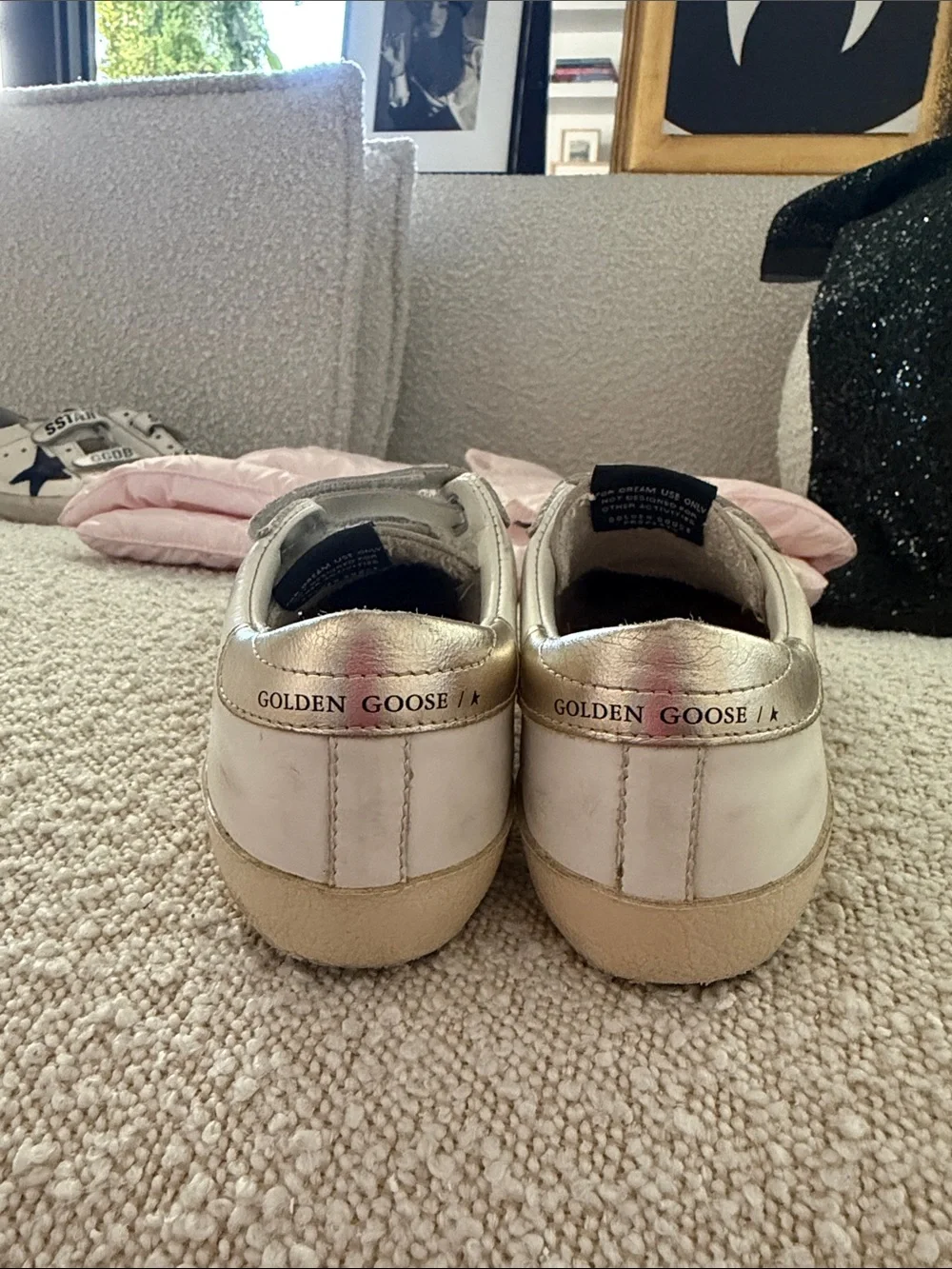Golden Goose Kids White Sneakers with Pink Side Panel